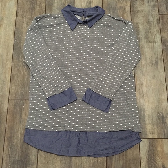 Ann Taylor faux shirttail polka dot sweater small - Picture 2 of 8